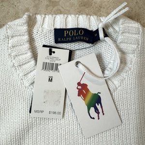 Polo Ralph Lauren white knitted sweater, size M. LGBTQIA 🏳️‍🌈 Brand new